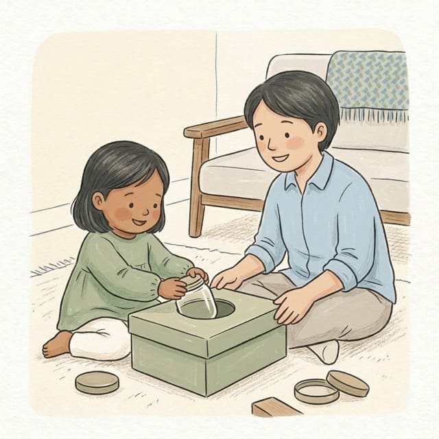 Round Hole Posting: illustration of a toddler doing the activity