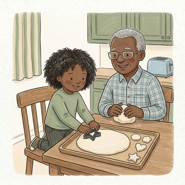 Salt Dough Shapes: illustration of a toddler doing the activity