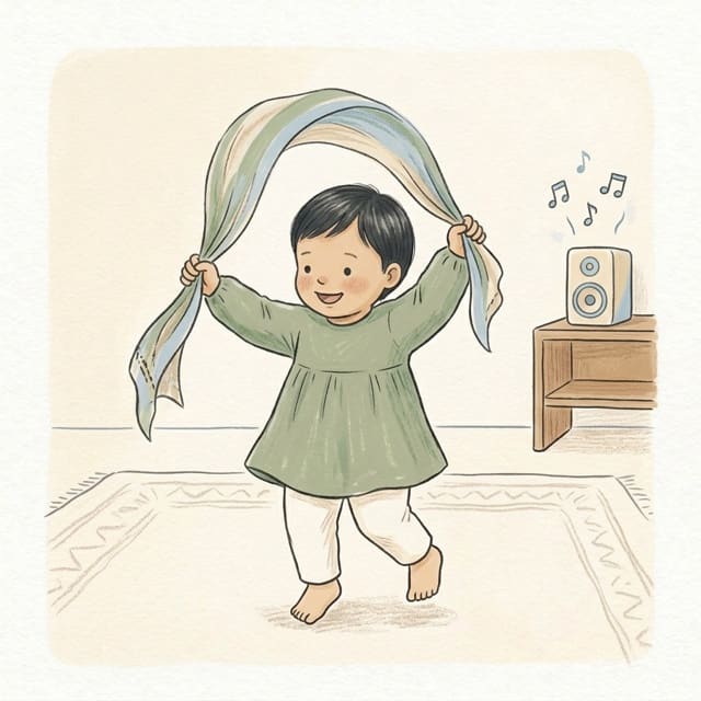 Scarf Sway Dance: illustration of a toddler doing the activity