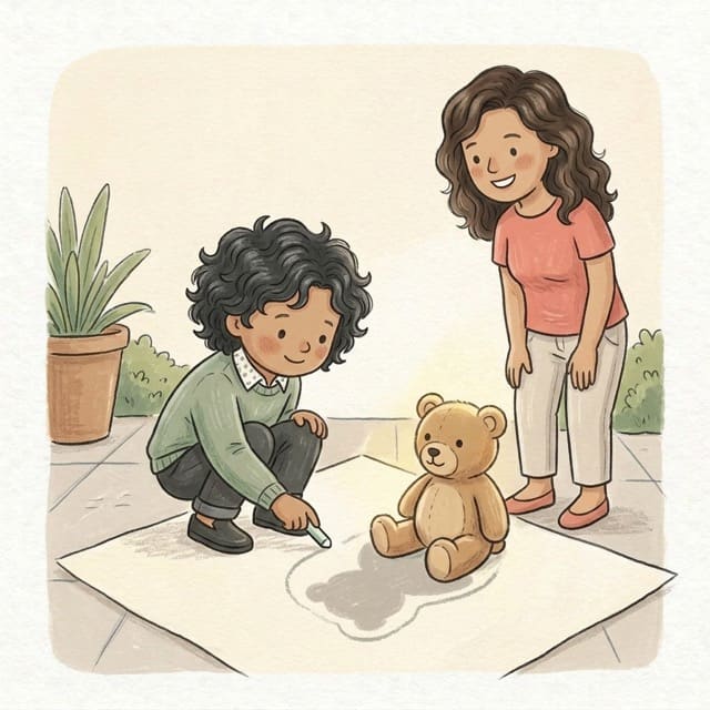 Shadow Drawing: illustration of a toddler doing the activity