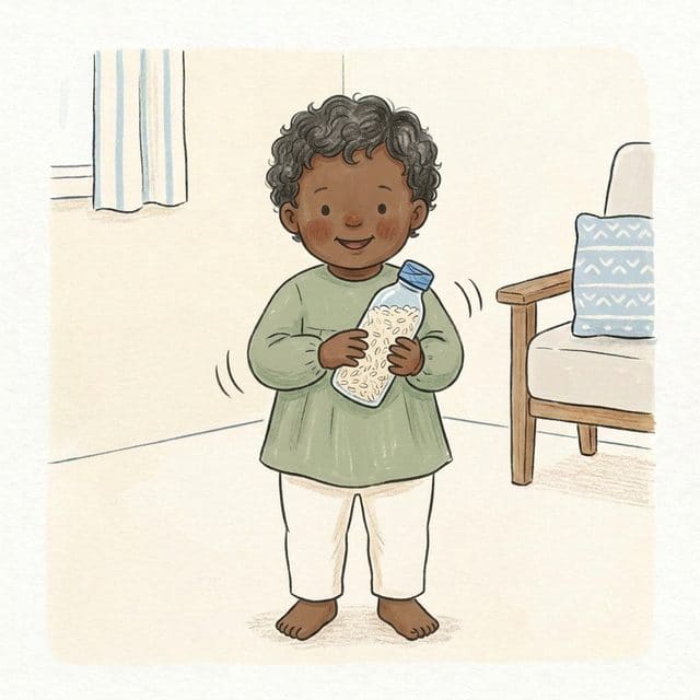 Shaker Bottle Shake: illustration of a toddler doing the activity