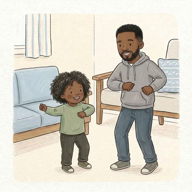 Skeleton Shake: illustration of a toddler doing the activity