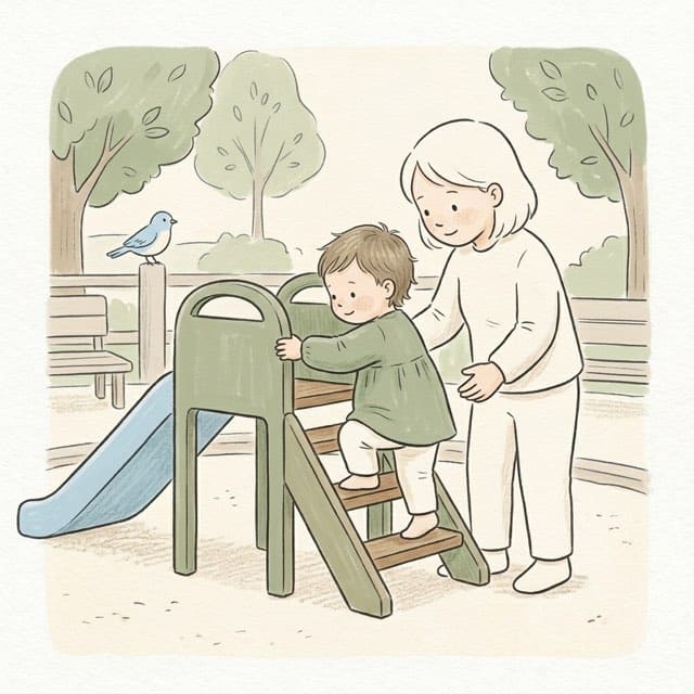 Up to the Slide: illustration of a toddler doing the activity