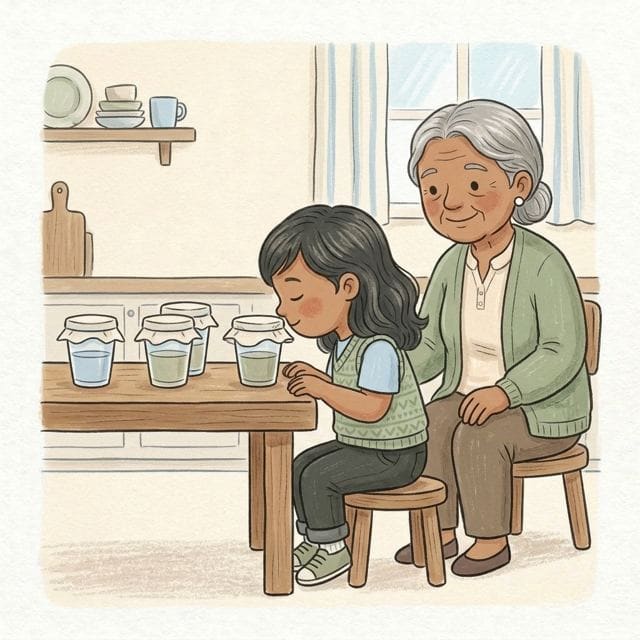 Smell Pots: illustration of a toddler doing the activity