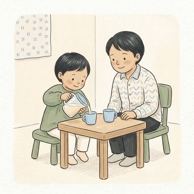 Smoothie Helper: illustration of a toddler doing the activity