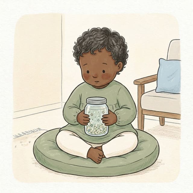 Snow Globe Shake & Watch: illustration of a toddler doing the activity