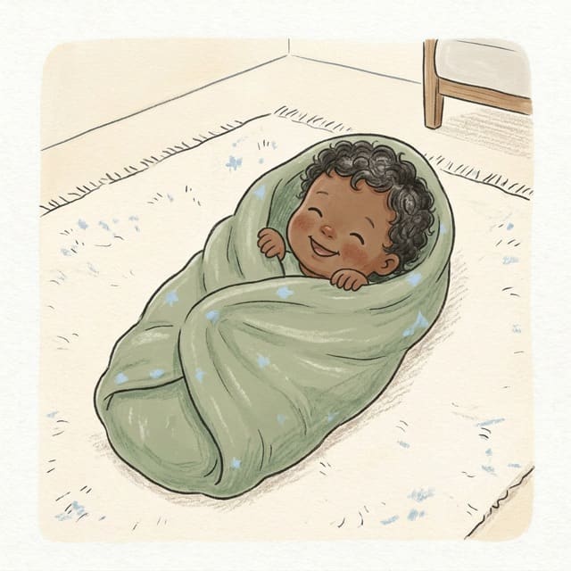 Soft Blanket Burrito Wrap: illustration of a toddler doing the activity