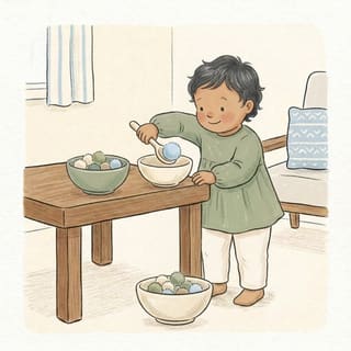 Spoon Scoop Pom Transfer illustration