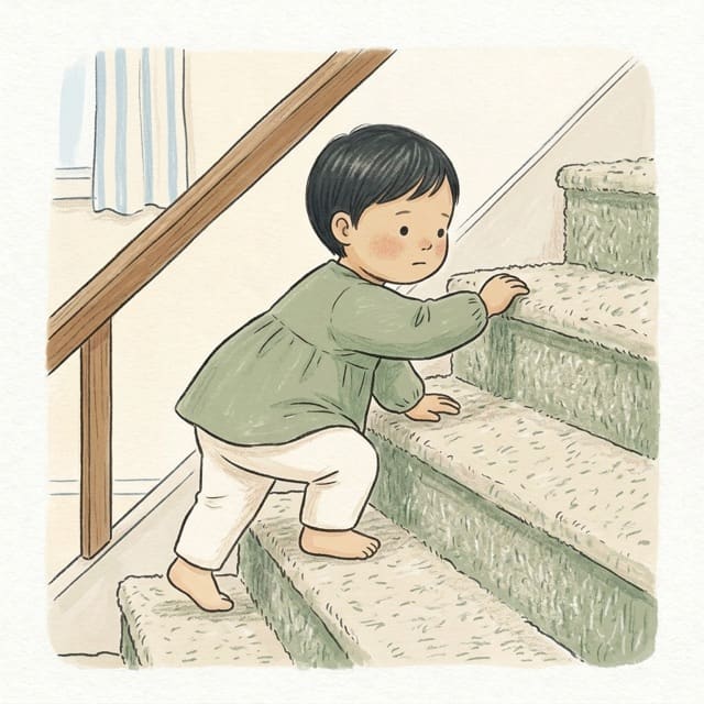 Stair Step Climb: illustration of a toddler doing the activity