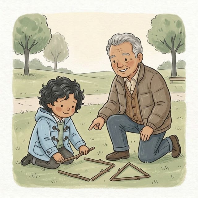 Stick Shapes: illustration of a toddler doing the activity