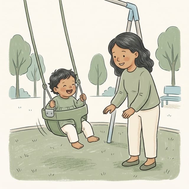 Swing Countdown: illustration of a toddler doing the activity