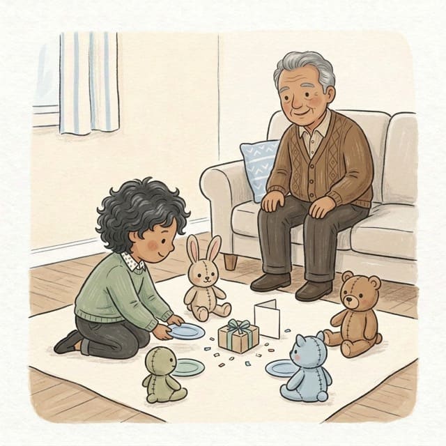 Teddy's Birthday Party: illustration of a toddler doing the activity