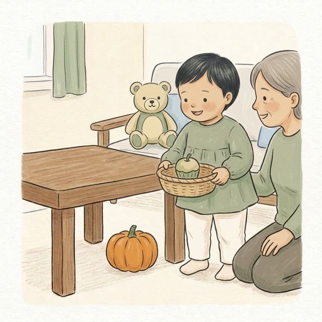 Teddy's Trick-or-Treat Trail: illustration of a toddler doing the activity