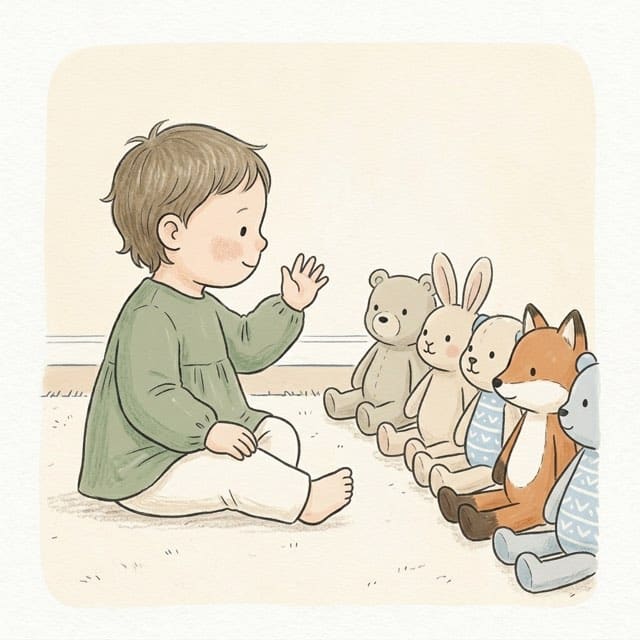 The Hello Song: illustration of a toddler doing the activity