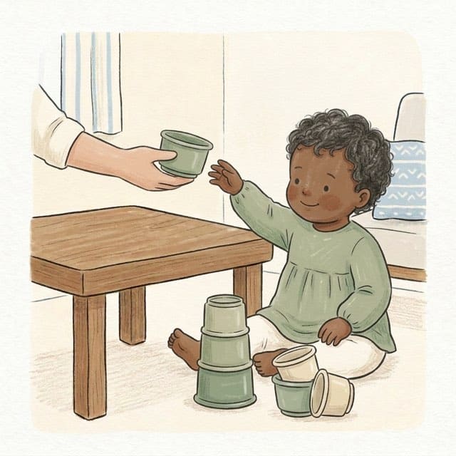 The Missing Piece: illustration of a toddler doing the activity