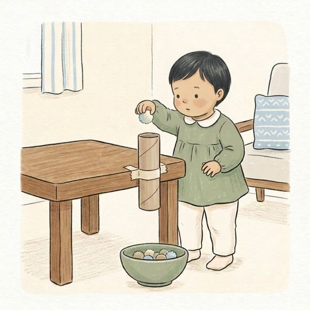 Toilet Roll Post: illustration of a toddler doing the activity