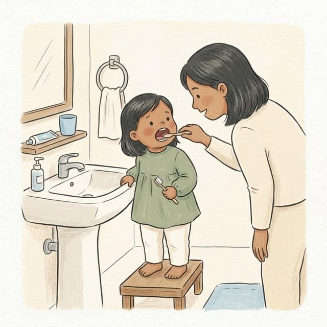 Top Ones, Bottom Ones: illustration of a toddler doing the activity