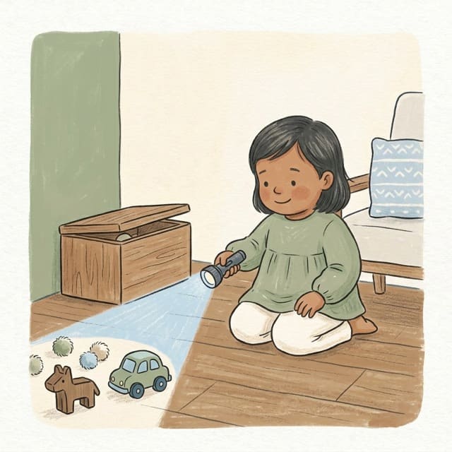 Torch Twilight Search: illustration of a toddler doing the activity