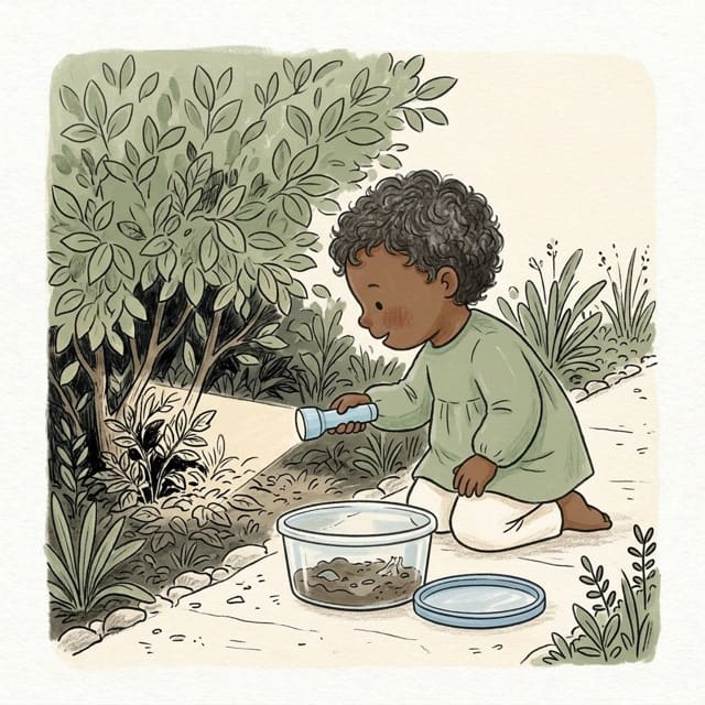 Torchlight Bug Search: illustration of a toddler doing the activity