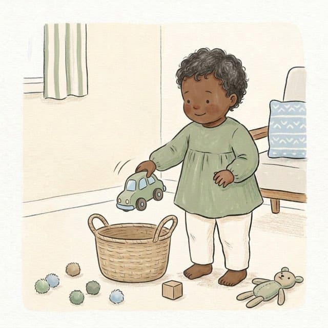 Toy in the Box: illustration of a toddler doing the activity