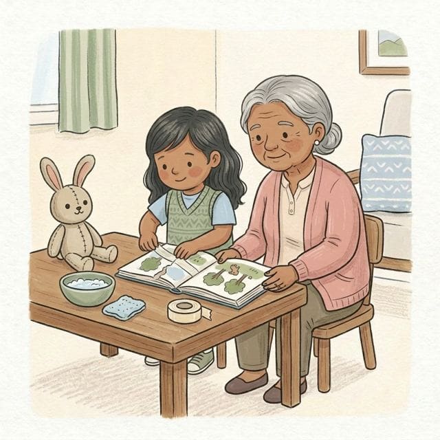 Toy Mending Day: illustration of a toddler doing the activity