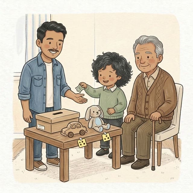Toy Shop Till: illustration of a toddler doing the activity