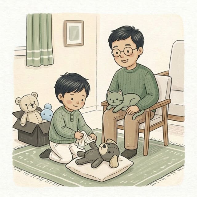 Toy Vet's Surgery: illustration of a toddler doing the activity