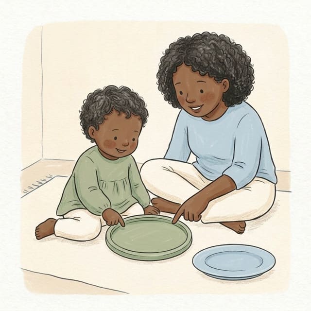 Trace The Lid: illustration of a toddler doing the activity