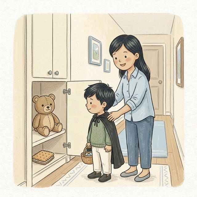 Trick-or-Treat Doors: illustration of a toddler doing the activity