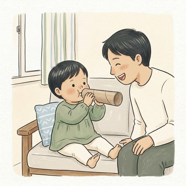 Tube Voice: illustration of a toddler doing the activity