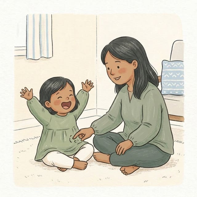 Turn The Dial: illustration of a toddler doing the activity
