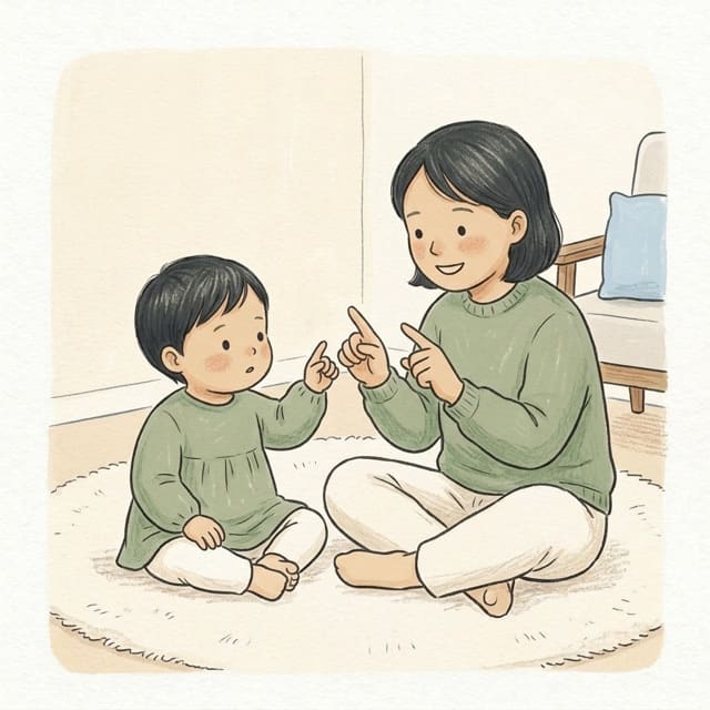 Two Little Birds: illustration of a toddler doing the activity