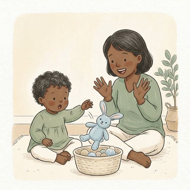 Uh Oh Drop: illustration of a toddler doing the activity