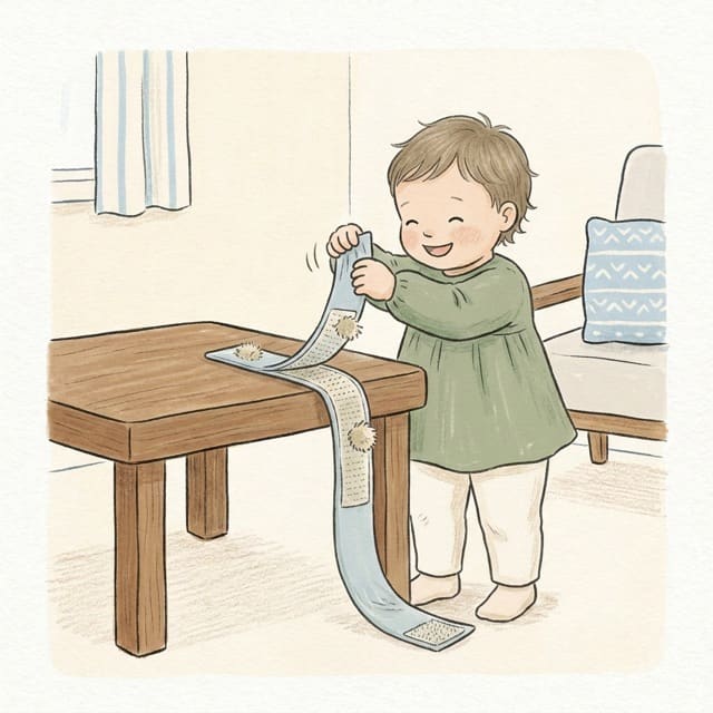 Velcro Strip Pull Apart: illustration of a toddler doing the activity