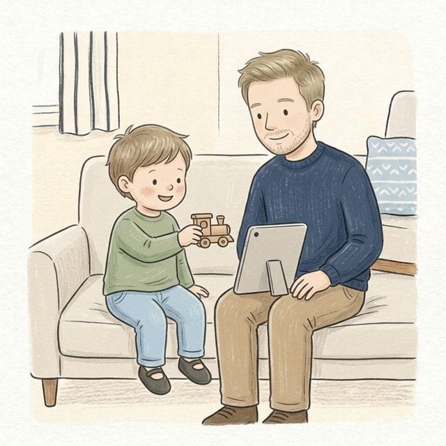 Video Show and Tell: illustration of a toddler doing the activity