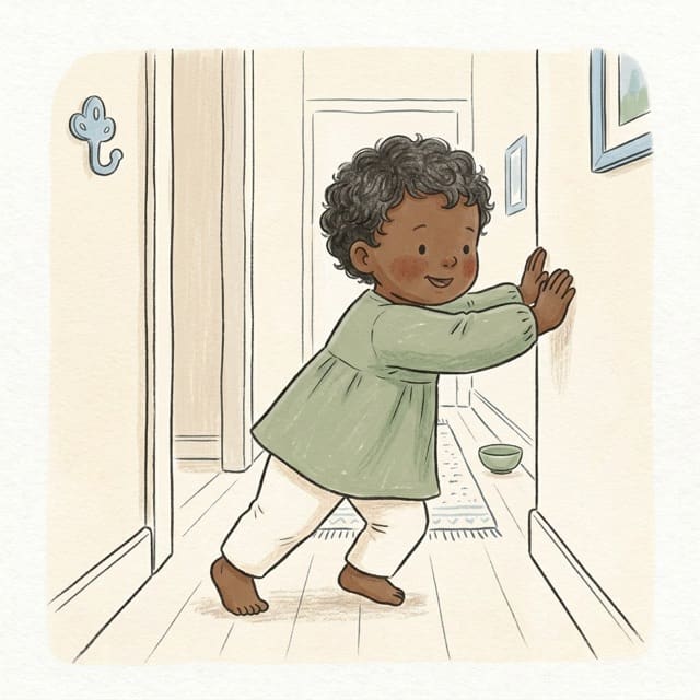 Wall Push Plank: illustration of a toddler doing the activity