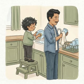Wash the Plastic Plates illustration