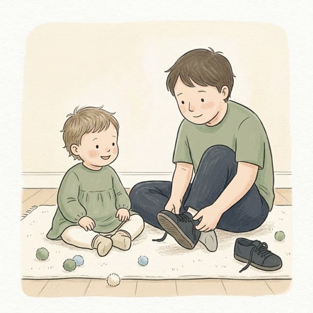 Watch Me Do Mine: illustration of a toddler doing the activity