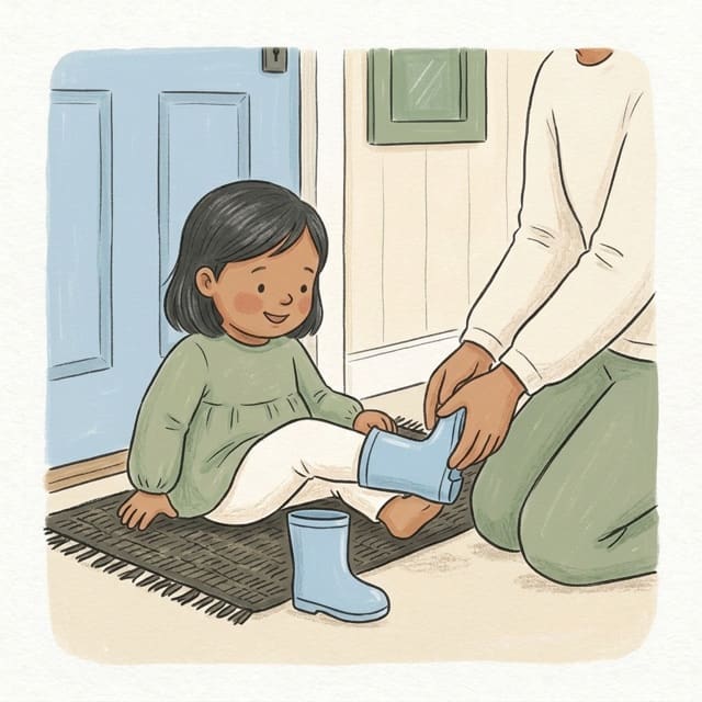Wellies On: illustration of a toddler doing the activity