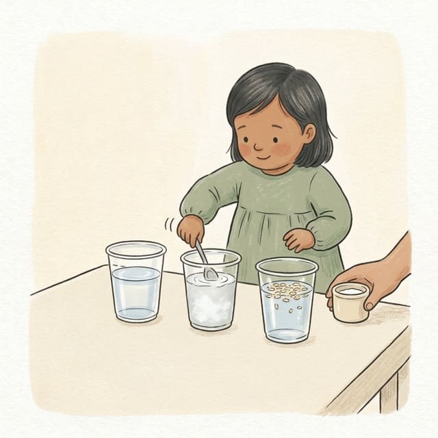 What Disappears?: illustration of a toddler doing the activity