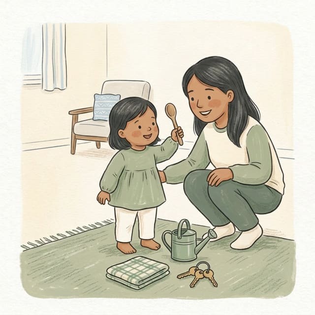 Who Does This Job?: illustration of a toddler doing the activity