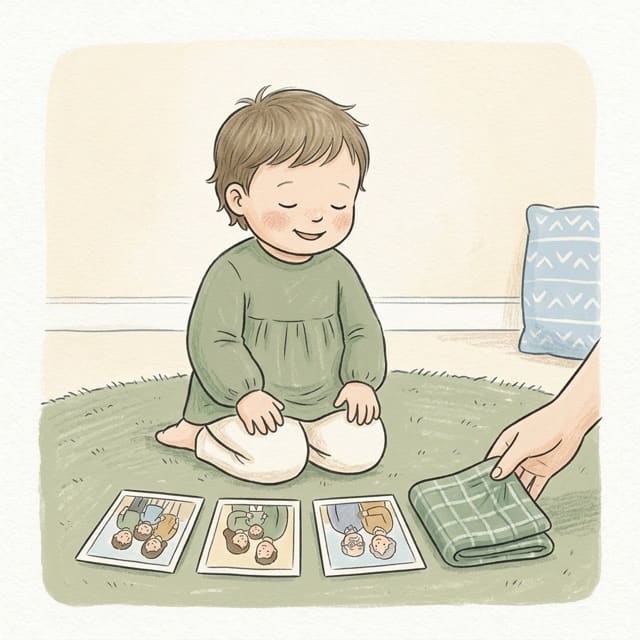 Who's Hiding?: illustration of a toddler doing the activity