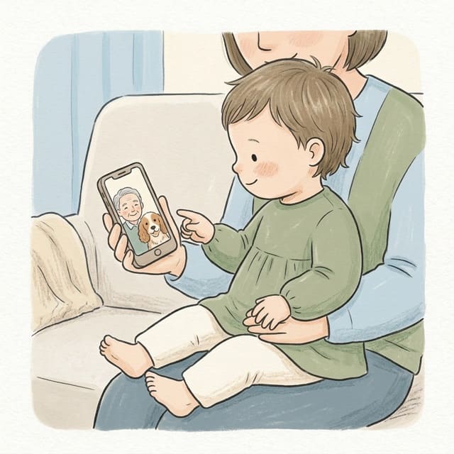 Who's on the Phone?: illustration of a toddler doing the activity