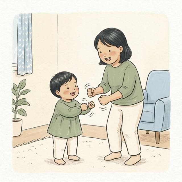 Wind The Bobbin Up: illustration of a toddler doing the activity