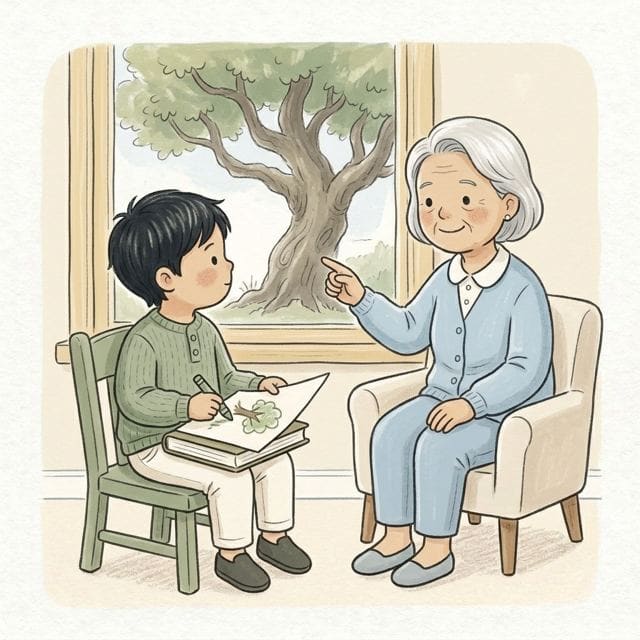 Window View Drawing: illustration of a toddler doing the activity