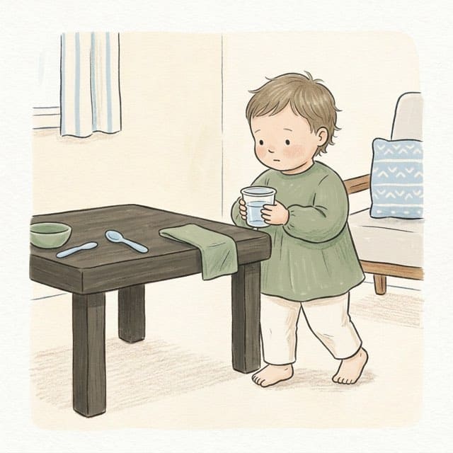 Your Own Cup: illustration of a toddler doing the activity
